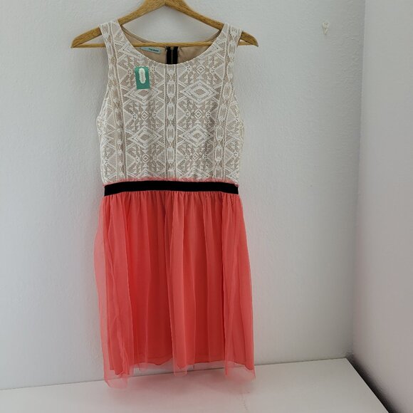 NEW Maurices Dress Womens 11 / 12 Citrus Tulle Cream Lace Lined NWT - Picture 1 of 11